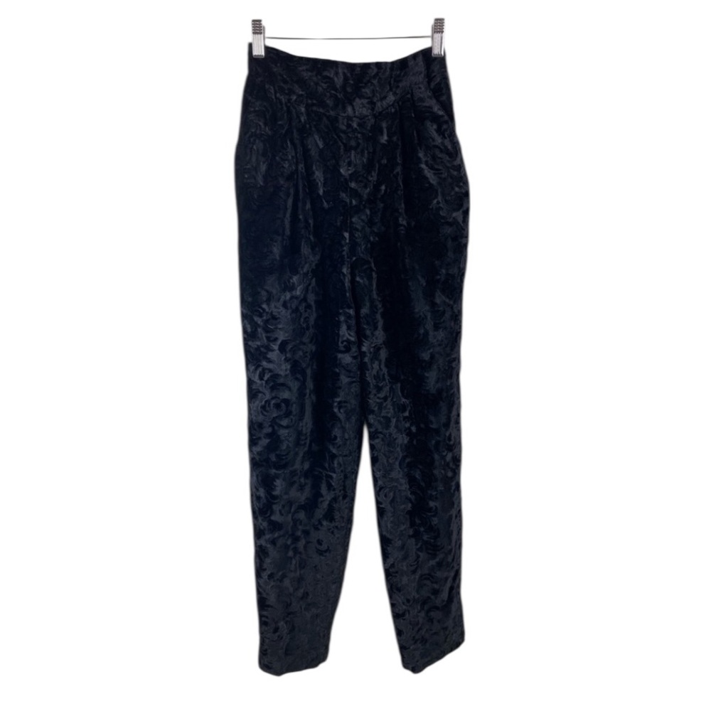 Christian Dior Separates Black Burnout Velvet Pants Size 4 Silk Lined - Picture 4 of 11